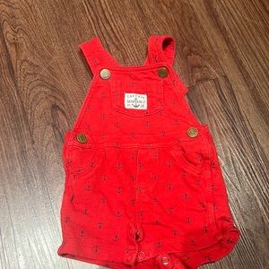 Baby boy red overalls